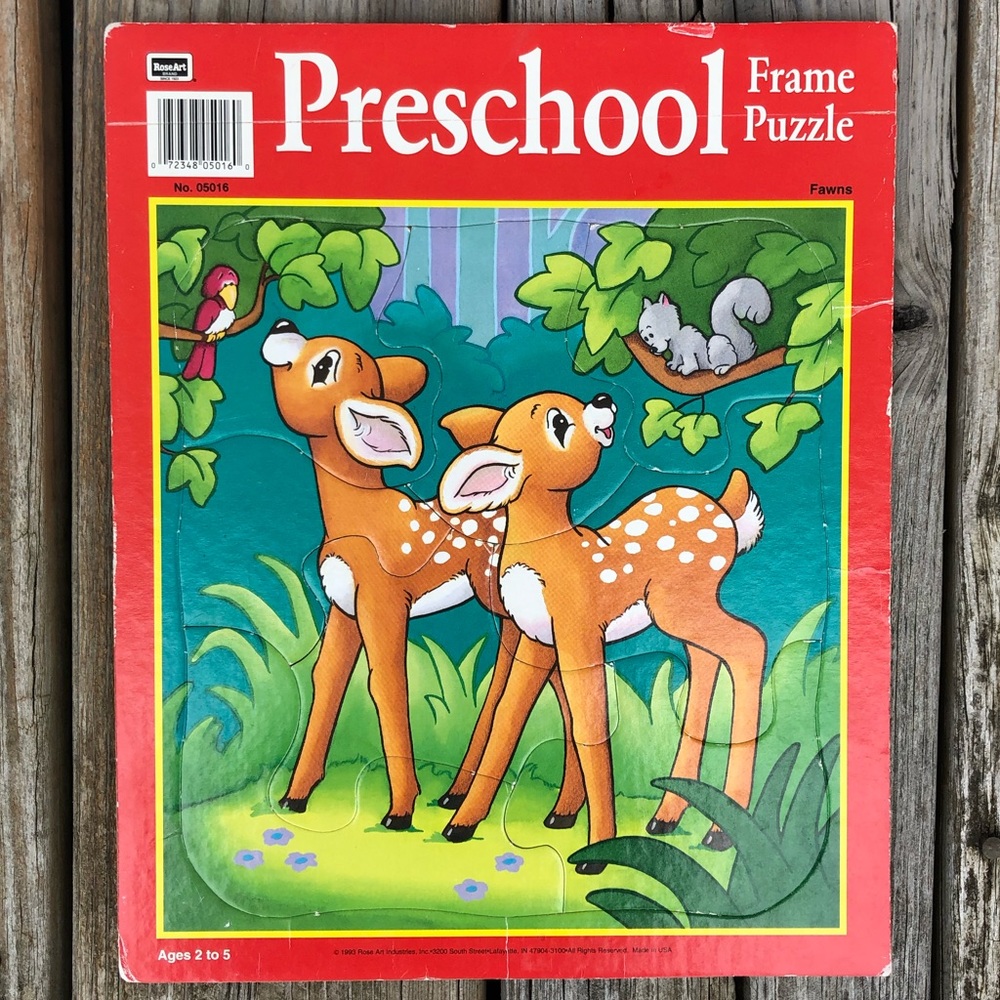 - Deer Fawns Framed Tray Puzzle! VTG!